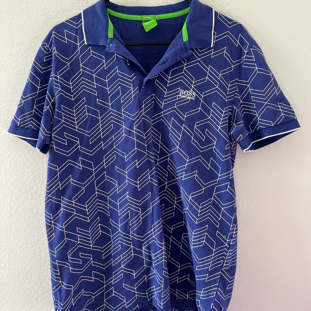 BOSS Navy Polo with Lime Trim